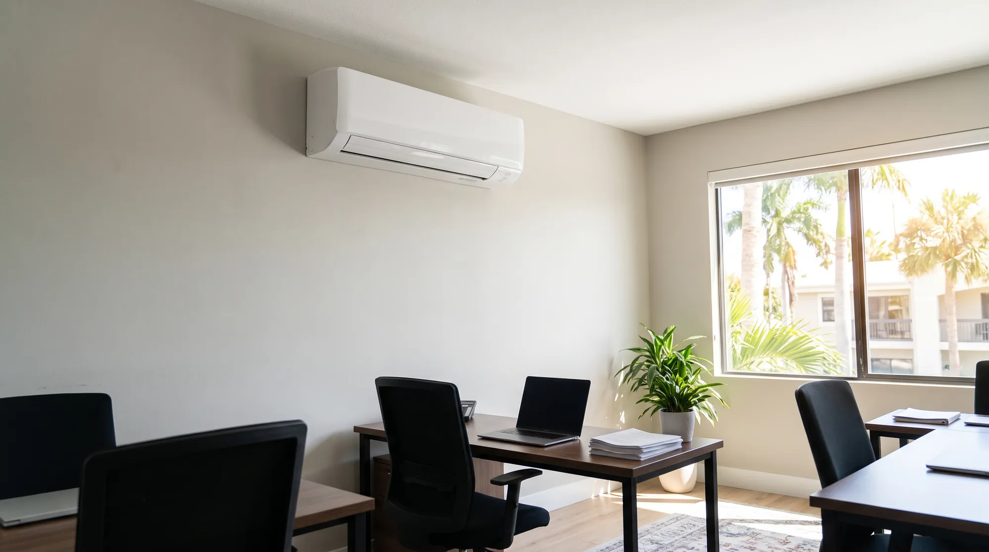 Unidad de aire acondicionado inverter de alta eficiencia en una oficina